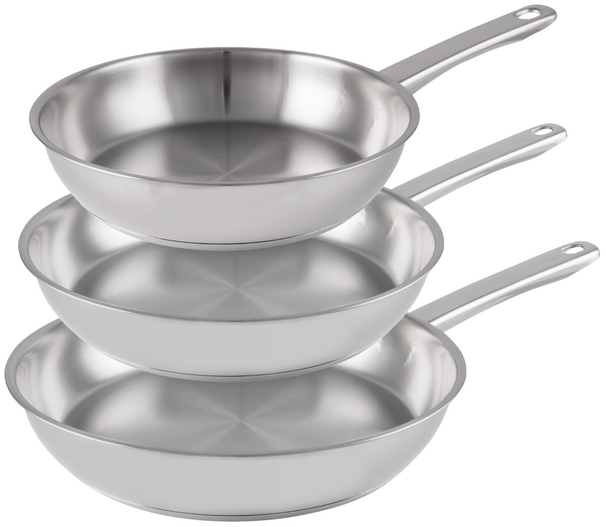 Cookinglife Set de Sartenes Superior Triply Acero Inoxidable 3 piezas - ø 20, 24 & 28 cm - apto para todas las fuentes de calor - sin recubrimiento antiadherente