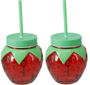 Cookinglife Vasos de Agua Fresa 2 piezas - Vasos para Cócteles con Pajillas