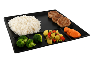 Platos Cookinglife para BBQ / Fondue / Gourmet con 5 compartimentos - 24 x 24 cm - 4 unidades