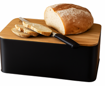 Caja para pan Cookinglife - Caja para pan con tabla - Negro mate