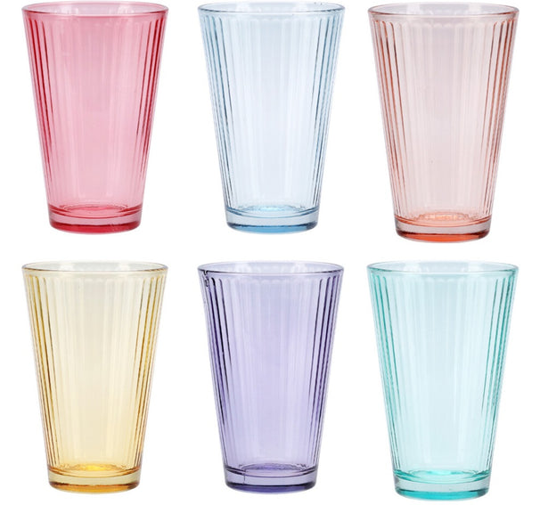 Cookinglife Vasos de agua 300 ml Vidrio - Set de 6 vasos de colores