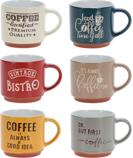 Tazas de Café y Tazas de Café Cookinglife - Hora del Café - 260 ml - 6 piezas