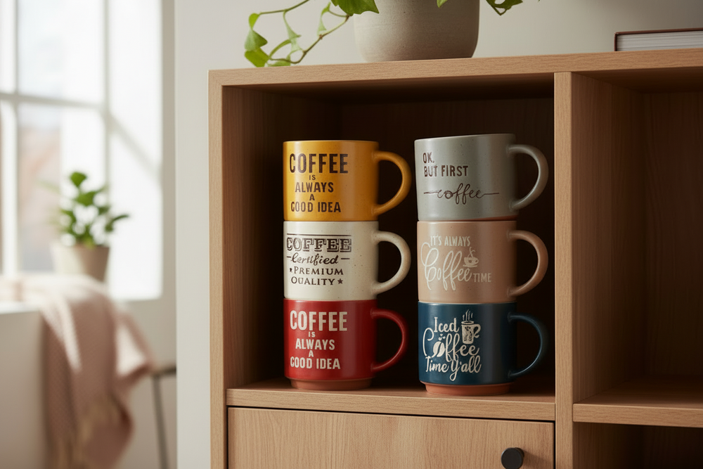 Tazas de Café y Tazas de Café Cookinglife - Hora del Café - 260 ml - 6 piezas