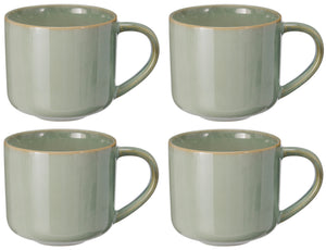 Tazas de Café Serene Green 330 ml Cookinglife - Cerámica - 4 piezas