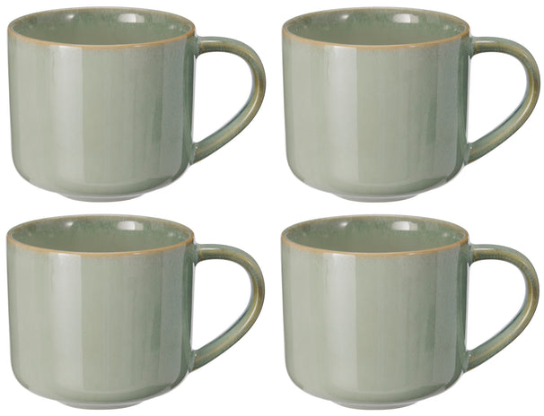 Tazas de Café Serene Green 330 ml Cookinglife - Cerámica - 4 piezas