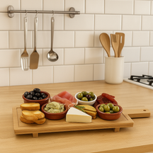 Cookinglife Tabla para servir / tabla de tapas con patas - L - Bambú - 58 x 19 cm