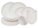 Cookinglife Juego de vajilla Flower Blanco 18 piezas / 6 personas - 6 platos llanos, 6 platos de postre y 6 cuencos