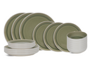 Juego de vajilla Cookinglife Verde Musgo 18 piezas / 6 personas - 6 platos de cena, 6 platos de desayuno y 6 cuencos