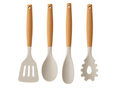 Set de utensilios de cocina Cookinglife - Set de cocina - madera beige 4 piezas - Espátula, cuchara para servir, cuchara para ensalada y cuchara para espaguetis