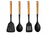 Set de utensilios de cocina Cookinglife - set de cocina - madera negra 4 piezas - espumadera, cucharón para sopa, espátula y cucharón para servir