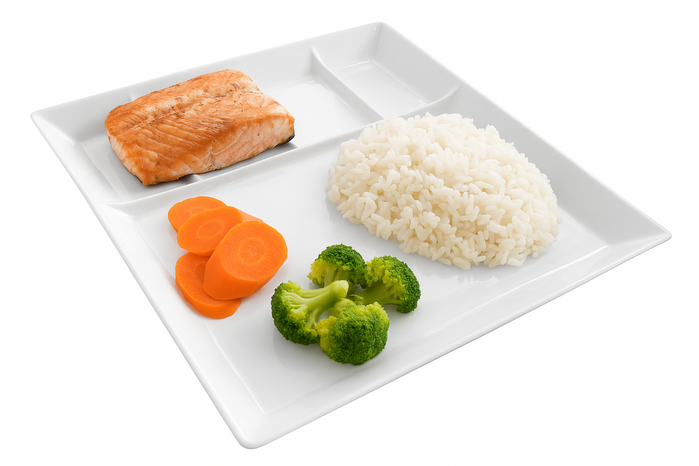 Platos Cookinglife para BBQ / Fondue / Gourmet con 5 compartimentos - 24 x 24 cm - 4 unidades