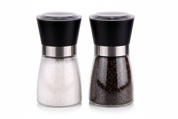 Set de molinillos de pimienta y sal Cookinglife - vidrio - negro - 2 piezas