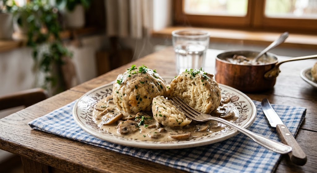 Albóndigas de pan saladas de la cocina bávara
