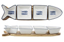 Cosy & Trendy Tabla de aperitivos con cuencos Branzino 5 piezas - Blanco & Azul - 37 x 9,5 cm