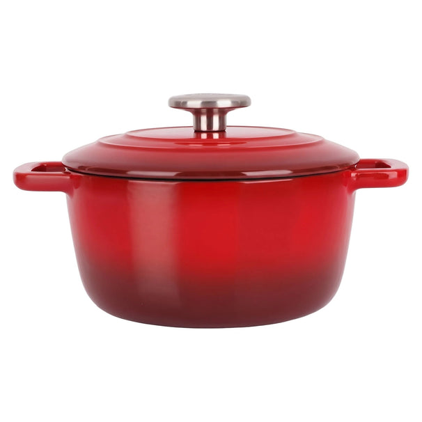 Olla para asar con tapa Fontestic de hierro fundido rojo tradicional Ø 20 cm / 2.7 litros - capa antiadherente esmaltada