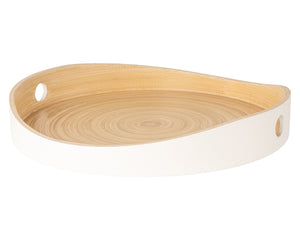 Cosy & Trendy Dienblad Rond - Wit / Bamboe - ø 32.5 cm
