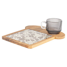 Cosy & Trendy Ontbijtplankje met Koffieglas - Acaciahout - 24.5 x 22.5 cm