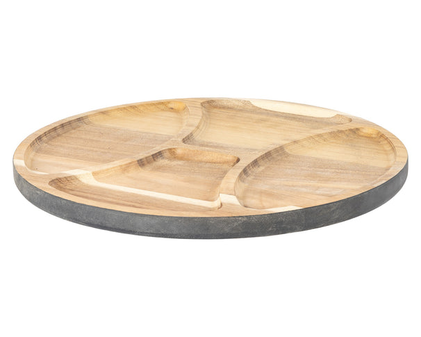 Cosy & Trendy Tabla de Servir de Madera / Tabla de Aperitivos con 4 Compartimentos - Madera de Acacia - ø 29.5 cm