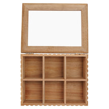 Cosy & Trendy Theedoos - Theekist - Acaciahout - 6 vakken - met Venster - 21 x 17 x 7.5 cm - open vooraanzicht