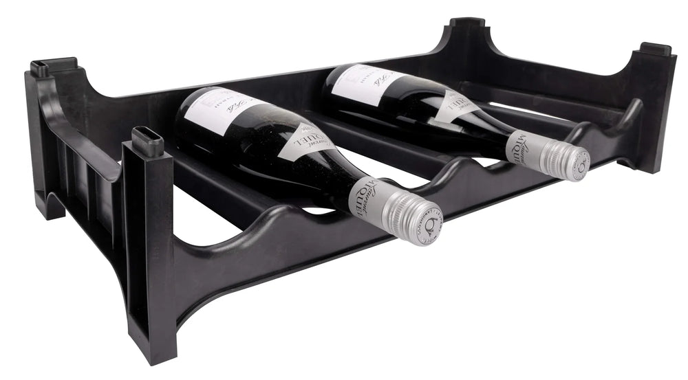 Botellero apilable negro - Plástico - 36 botellas - 6 piezas