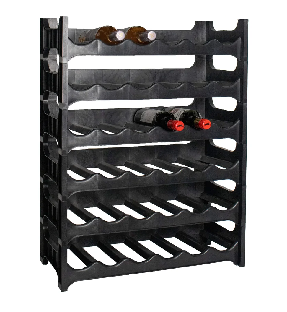 Botellero apilable negro - Plástico - 36 botellas - 6 piezas
