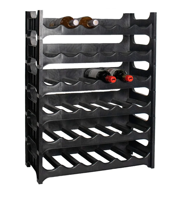 Botellero apilable negro - Plástico - 36 botellas - 6 piezas