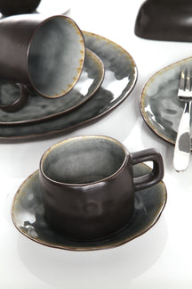 Cosy & Trendy Platos para desayuno / Platos para postre Organic - Laguna Blue Grey - 20 x 16 cm - 4 piezas