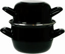 Cosy & Trendy Olla para mejillones - Esmalte - Apta para inducción - Negro - ø 24 cm / 4 litros - capa antiadherente esmaltada