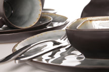 Cosy & Trendy Platos para desayuno / Platos para postre Organic - Laguna Blue Grey - 20 x 16 cm - 4 piezas
