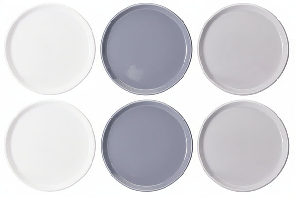 Cookinglife Platos para cenar Siaki - Blanco / Azul / Gris ø 26.5 cm - Porcelana - 6 piezas