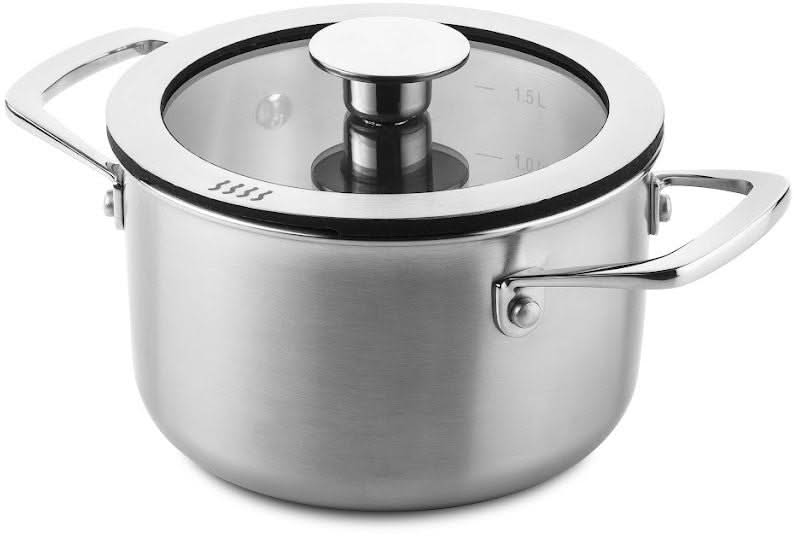 Set de ollas DUCQ 6 piezas - Compatible con extracción por campana - Olla de ø 16, 18, 20, 24 cm & Cazo ø 16 cm & Sartén para asar ø 26 cm + Tapas