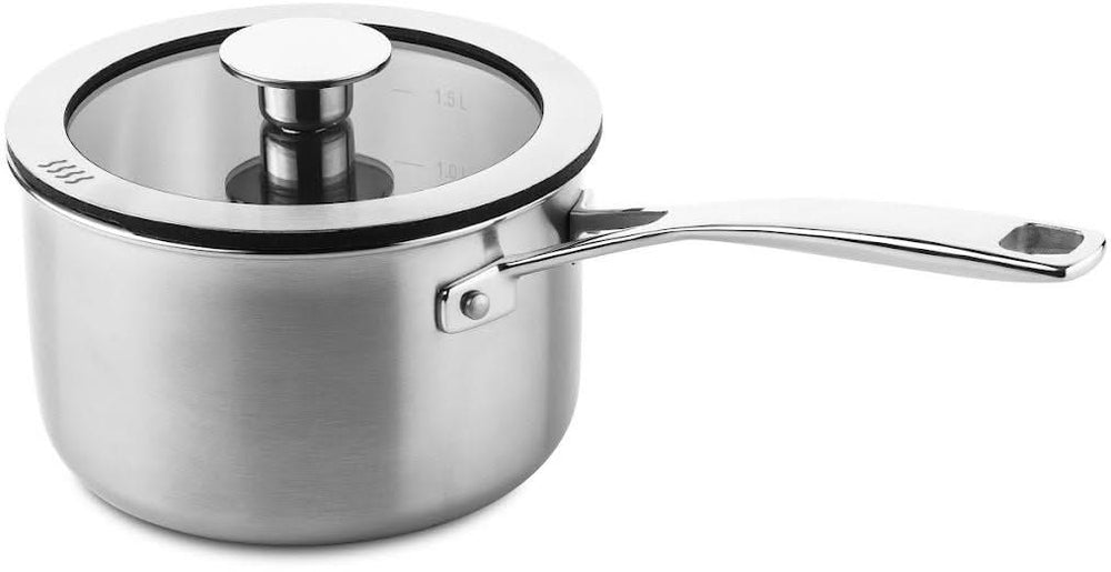 Set de ollas DUCQ 6 piezas - Compatible con extracción por campana - Olla de ø 16, 18, 20, 24 cm & Cazo ø 16 cm & Sartén para asar ø 26 cm + Tapas