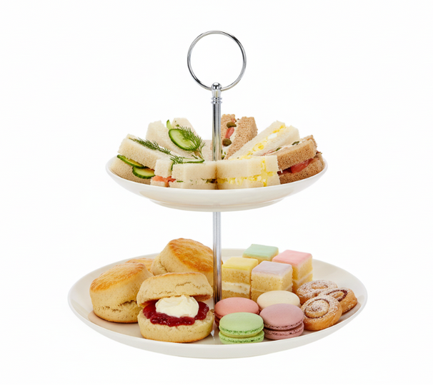 Cookinglife Etagère Porcelana de 2 niveles ø 17 y 21 cm - Torre para servir aperitivos y postres