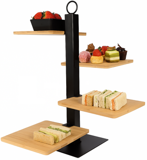 Etagere Cookinglife de 4 niveles / Torre para servir + platito - Metal negro
