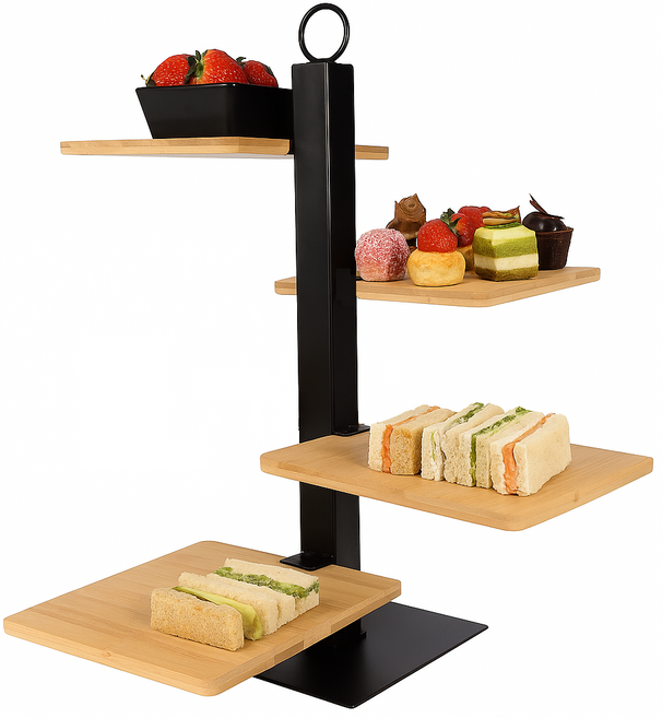 Etagere Cookinglife de 4 niveles / Torre para servir + platito - Metal negro
