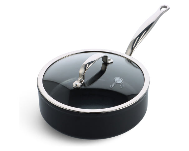 GreenPan Salteadora con tapa Barcelona Pro Negra ø 24 cm / 3,4 litros - revestimiento antiadherente cerámico