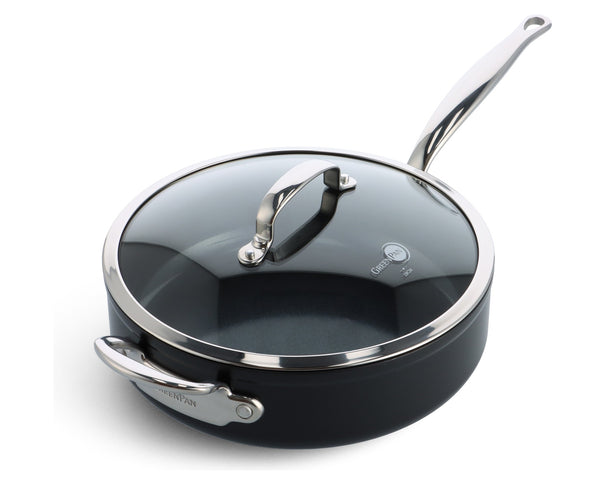 GreenPan Salteadora con tapa Barcelona Pro Negra ø 28 cm / 4,6 litros - revestimiento antiadherente cerámico