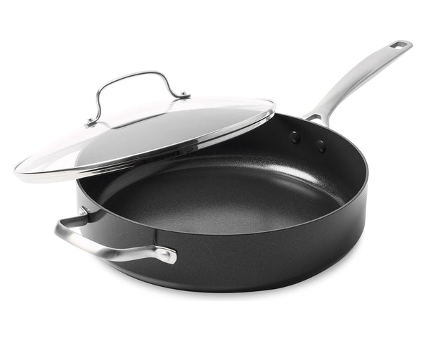 GreenPan Salteadora con tapa Copenhagen Negra ø 28 cm / 4,3 litros - revestimiento antiadherente cerámico