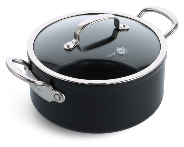 GreenPan Olla Barcelona Pro Negra ø 24 cm / 4,9 litros - revestimiento antiadherente cerámico