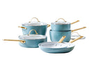 GreenPan Batería de cocina Padova Reserve Smokey Blue 6 piezas - Olla ø 24 cm, Cazo ø 18, 20 cm, Sartén ø 20, 28 cm & Salteadora ø 24 cm - revestimiento antiadherente cerámico
