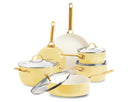 GreenPan Batería de cocina Padova Reserve Sunshine Yellow 6 piezas - Olla ø 24 cm, Cazo ø 18, 20 cm, Sartén ø 20, 28 cm & Salteadora ø 24 cm - revestimiento antiadherente cerámico