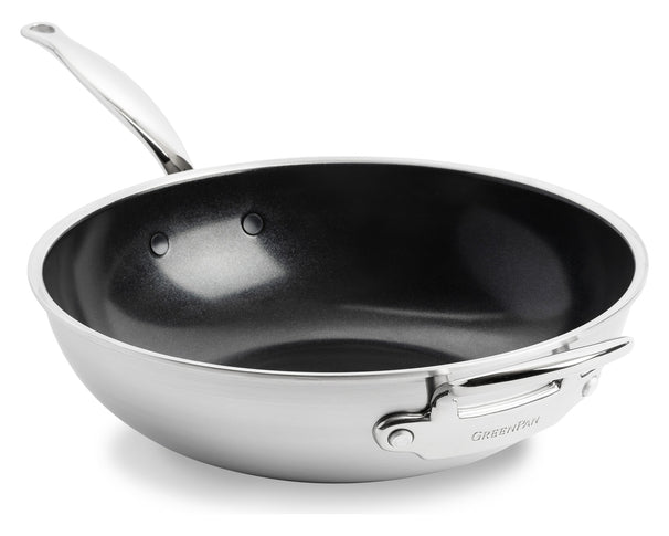 GreenPan Wok Premiere Acero Inoxidable ø 30 cm / 4,7 litros - revestimiento antiadherente cerámico