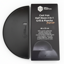 Cookinglife Grill Plancha Media Luna de Hierro Fundido - Doble cara - Compatible con Kamados de 46 cm