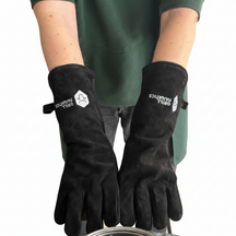 Cookinglife Grill Guantes para BBQ / Guantes de horno de cuero negro 500 °C - 2 unidades
