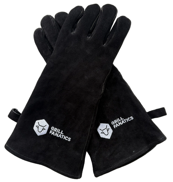 Cookinglife Grill Guantes para BBQ / Guantes de horno de cuero negro 500 °C - 2 unidades