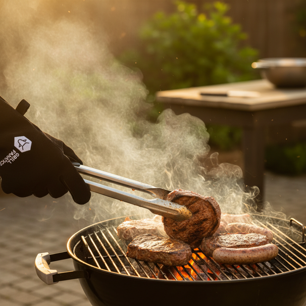 Cookinglife Grill Guantes para BBQ / Guantes de horno de cuero negro 500 °C - 2 unidades