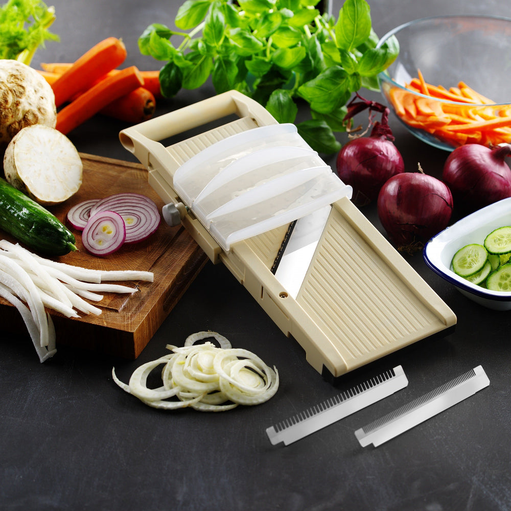 Mandolina japonesa Hendi - Cortador de verduras - Cortador de cocina - Shogun (incluye 3 cuchillas juliana)