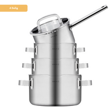 Sola Set de ollas Juvia 4 piezas Acero inoxidable - Compatible con campana extractora - Olla de cocina ø 16, 18, 20 cm y cazo ø 16 cm - apto para todas las fuentes de calor