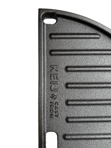 Keij Kamado Plancha media luna / Plancha Compacta - Hierro fundido esmaltado - doble cara - 33 cm - para Kamados de 15 pulgadas - Universal