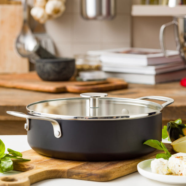 KitchenAid Salteadora con tapa Aluminio Negra Mate ø 28 cm / 4,3 litros - revestimiento antiadherente cerámico
